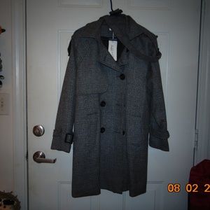 3/4 length Grey plaid TRENCHCOAT